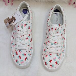 Sincerely Jules Cherry Print Pattern Sneakers Sz 8.5 NWT